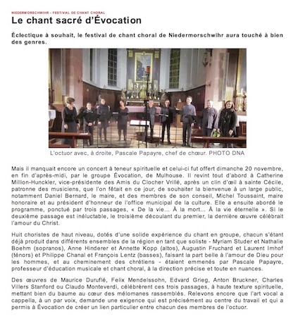 DNA 24.11.16 Le chant sacré d&#39;Evocation